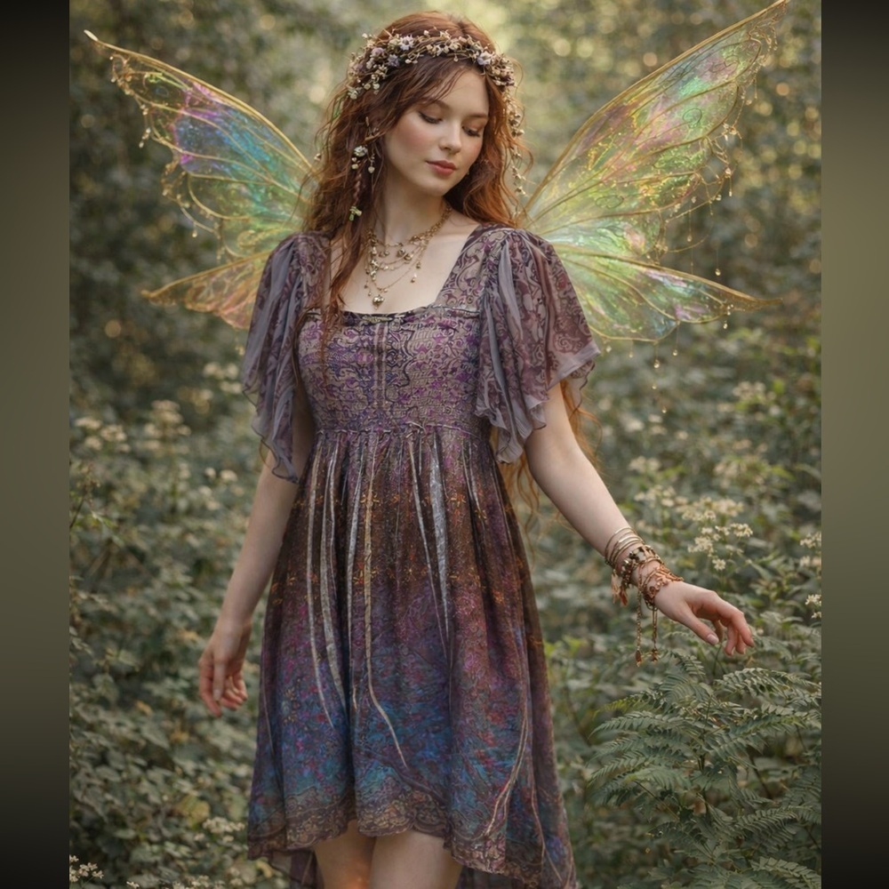b. friends Purple Velvet Burnout Dress Size S 
Fairy Whimsigoth boho burnout